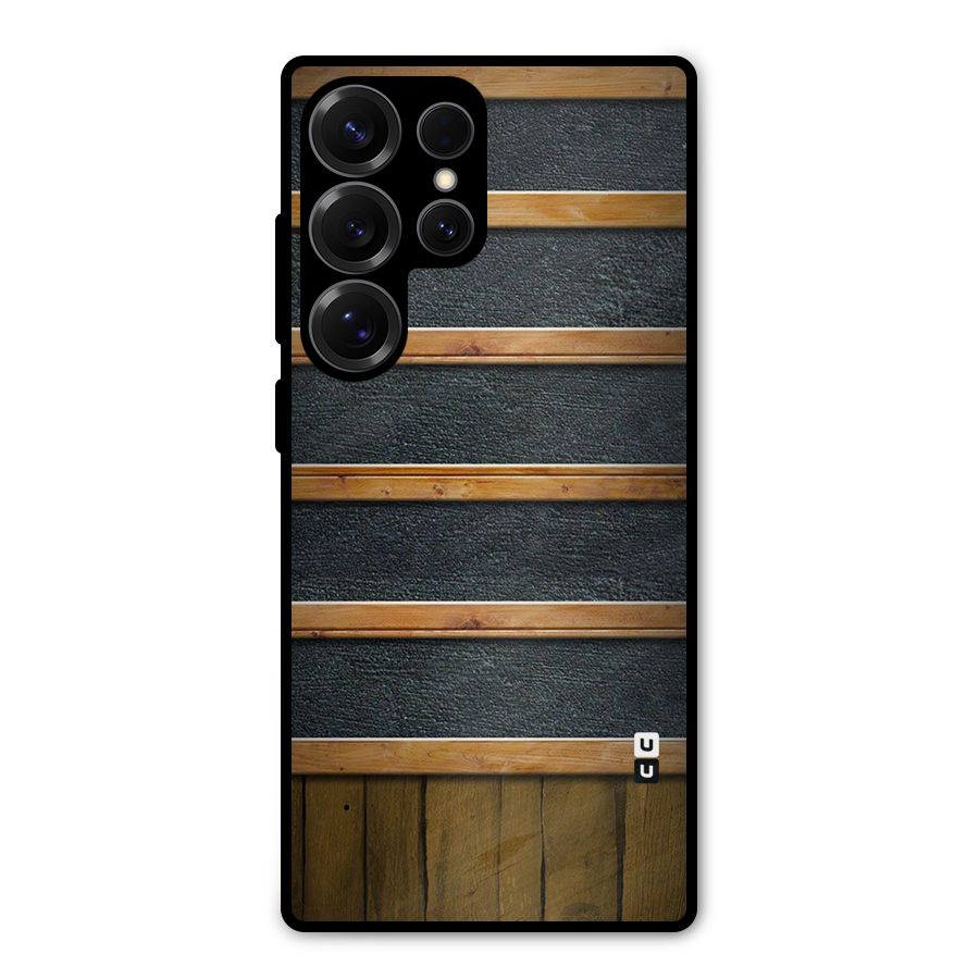 Wood Design Metal Back Case for Galaxy S25 Ultra