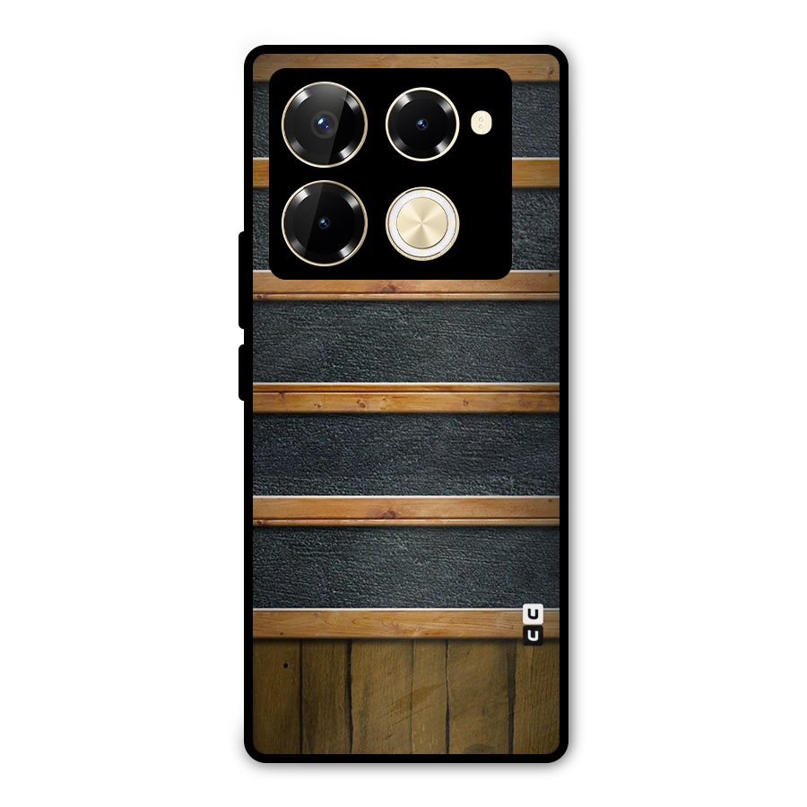 Wood Design Metal Back Case for Infinix Note 40 Pro Plus