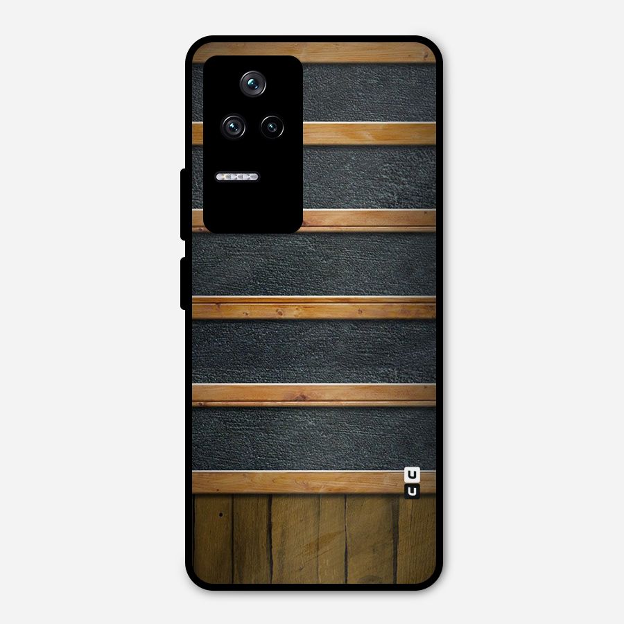 Wood Design Metal Back Case for Poco F4 5G