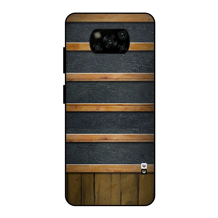 Wood Design Metal Back Case for Poco X3