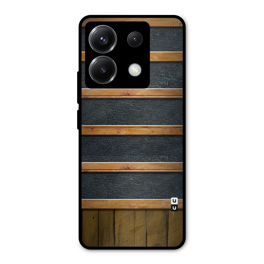 Wood Design Metal Back Case for Poco X6