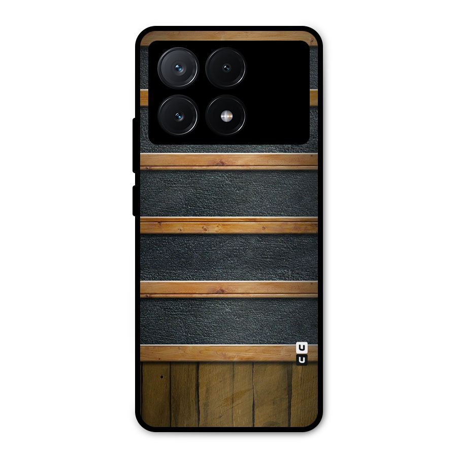 Wood Design Metal Back Case for Poco X6 Pro