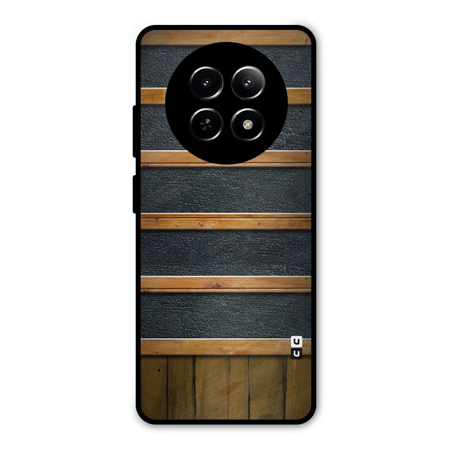Wood Design Metal Back Case for Realme 13