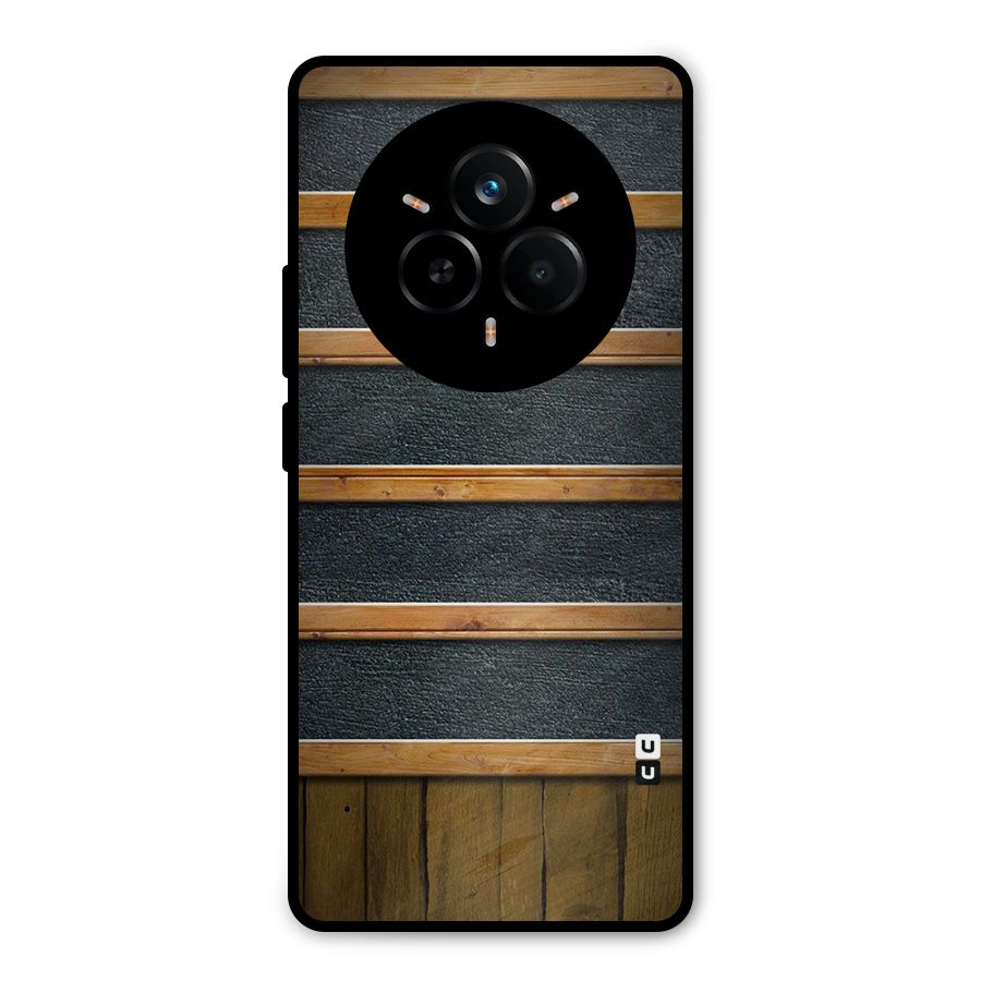 Wood Design Metal Back Case for Realme 14 Pro