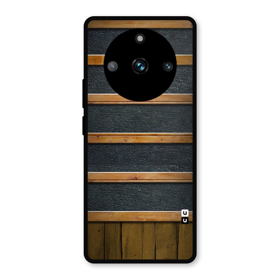 Wood Design Metal Back Case for Realme Narzo 60 Pro