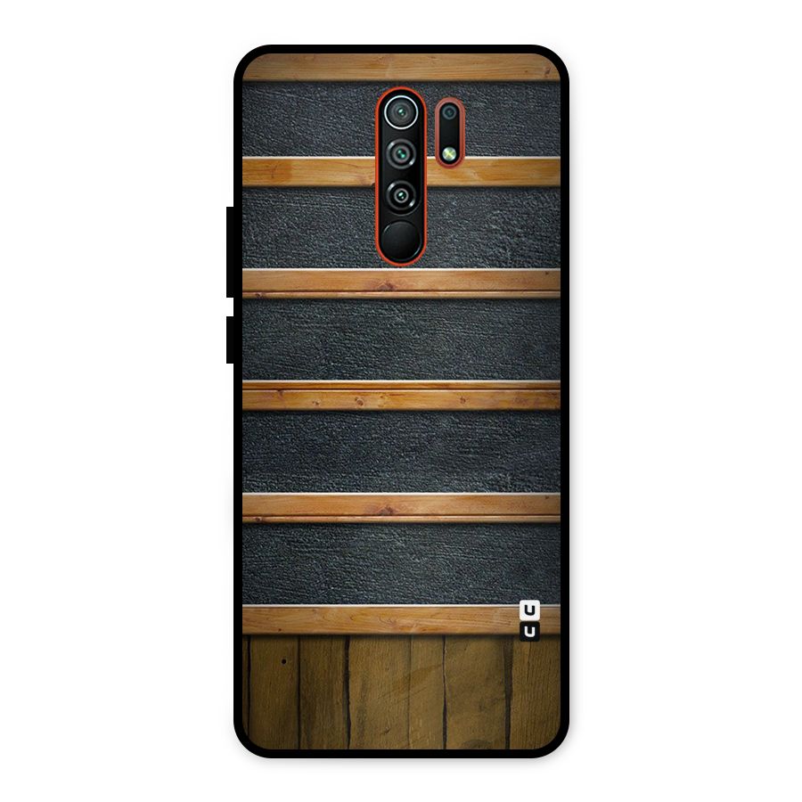 Wood Design Metal Back Case for Redmi 9 Prime