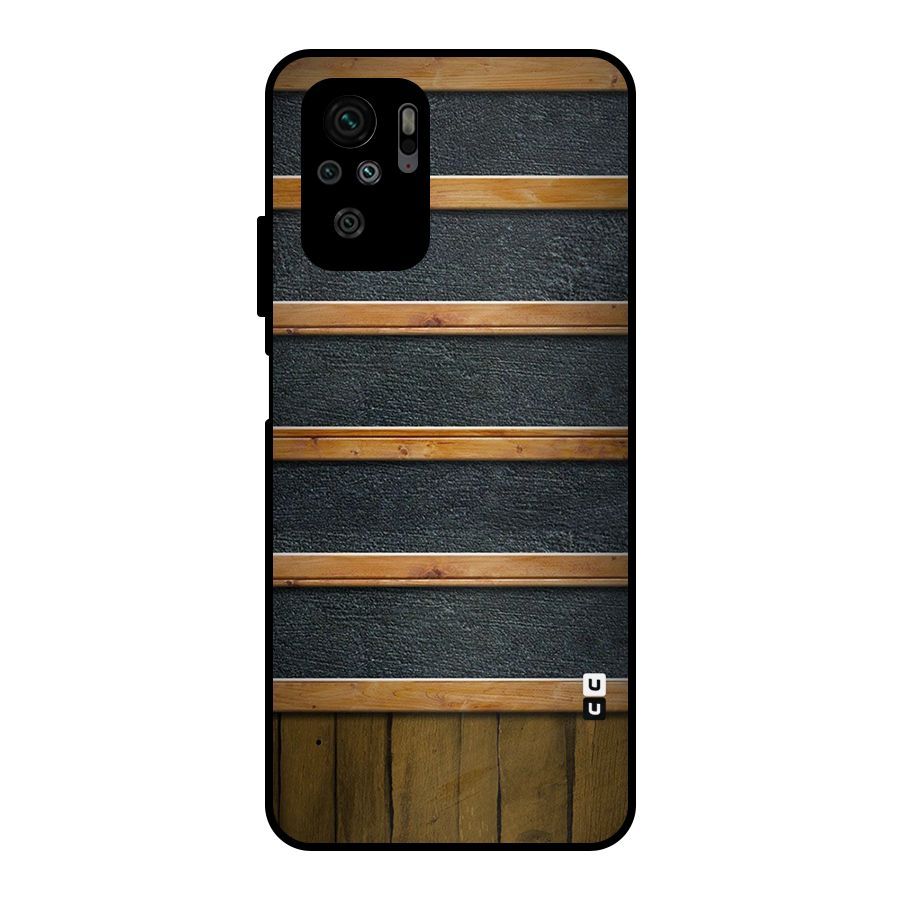 Wood Design Metal Back Case for Redmi Note 10