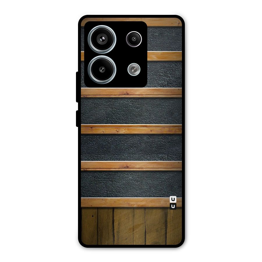 Wood Design Metal Back Case for Redmi Note 13 Pro 5G