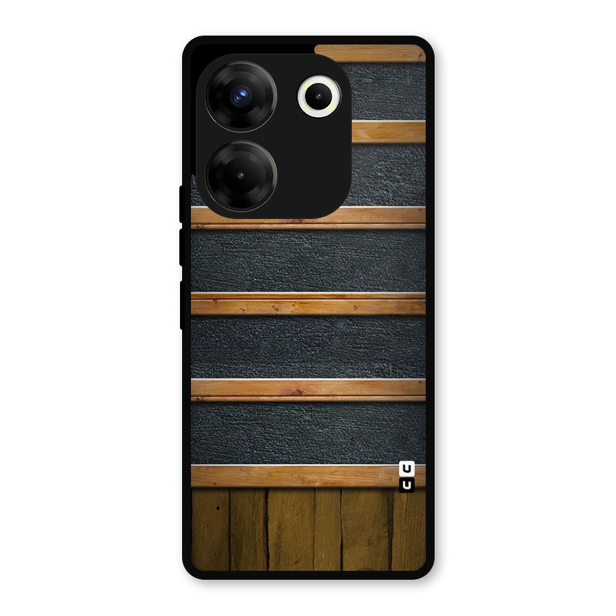 Wood Design Metal Back Case for Tecno Camon 20