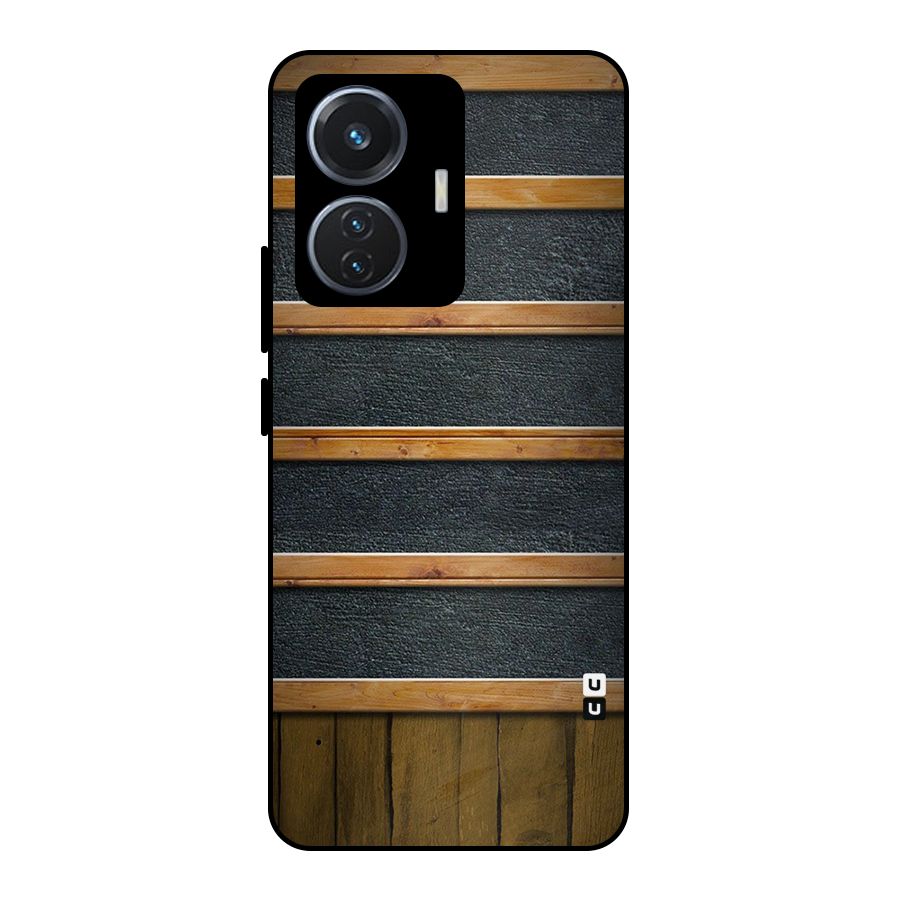 Wood Design Metal Back Case for Vivo T1 44W