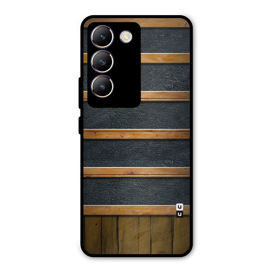 Wood Design Metal Back Case for Vivo T3 5G