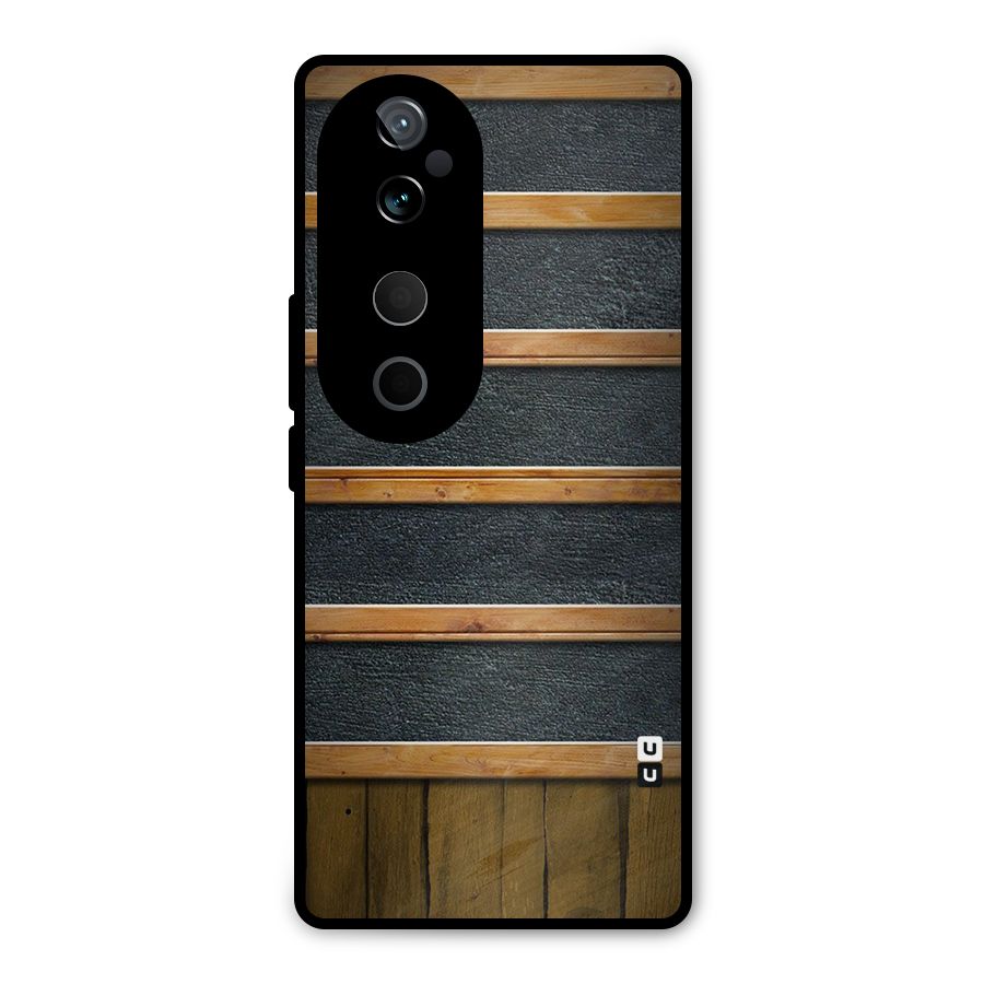 Wood Design Metal Back Case for Vivo T3 Ultra