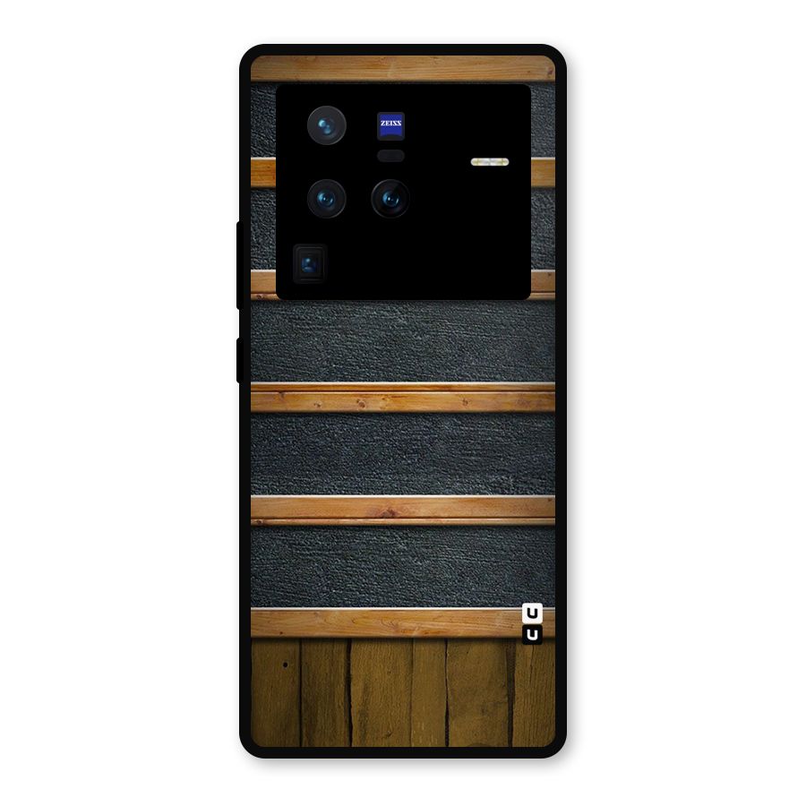 Wood Design Metal Back Case for Vivo X80 Pro