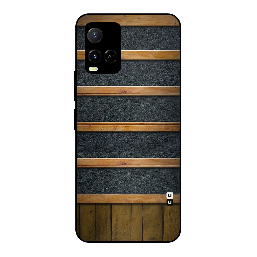 Wood Design Metal Back Case for Vivo Y21G