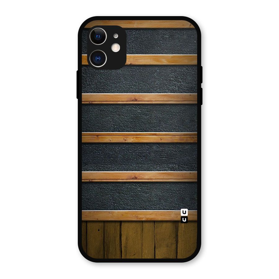 Wood Design Metal Back Case for iPhone 11