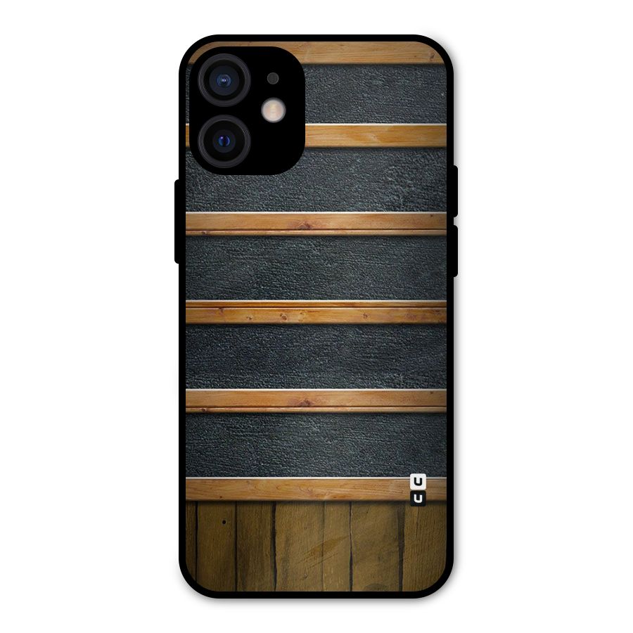 Wood Design Metal Back Case for iPhone 12 Mini