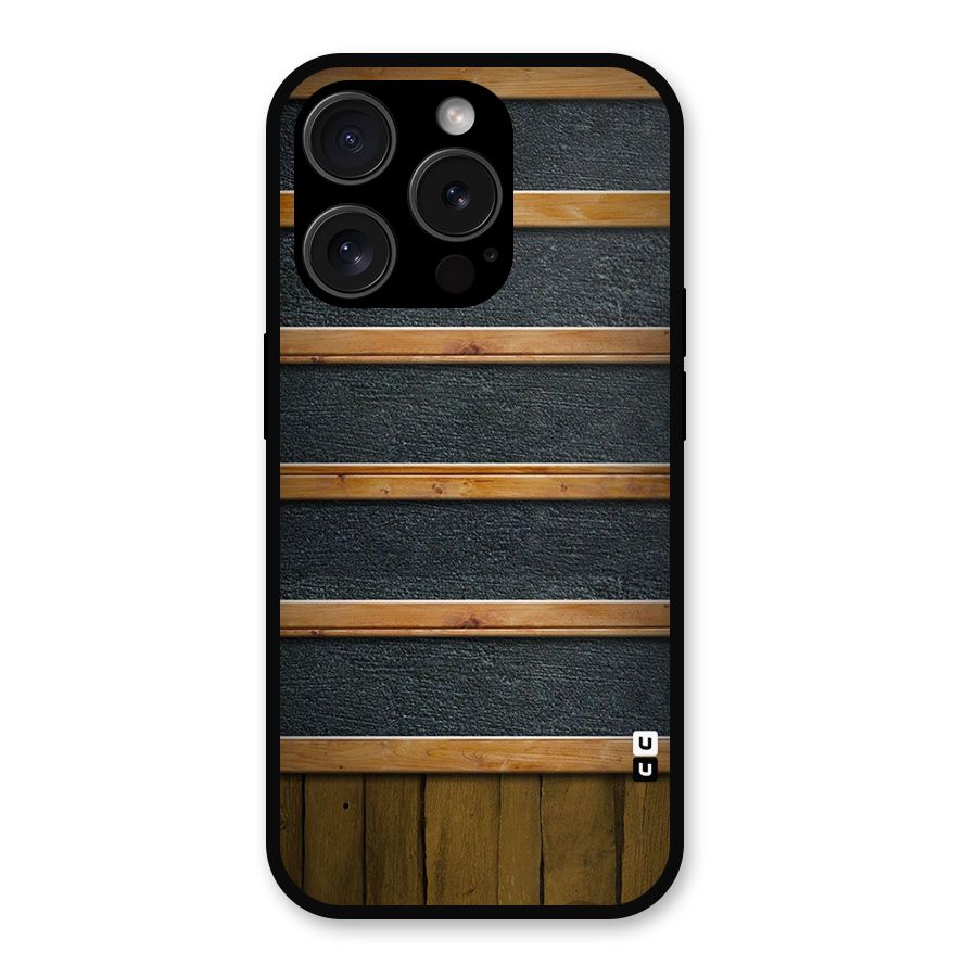 Wood Design Metal Back Case for iPhone 15 Pro
