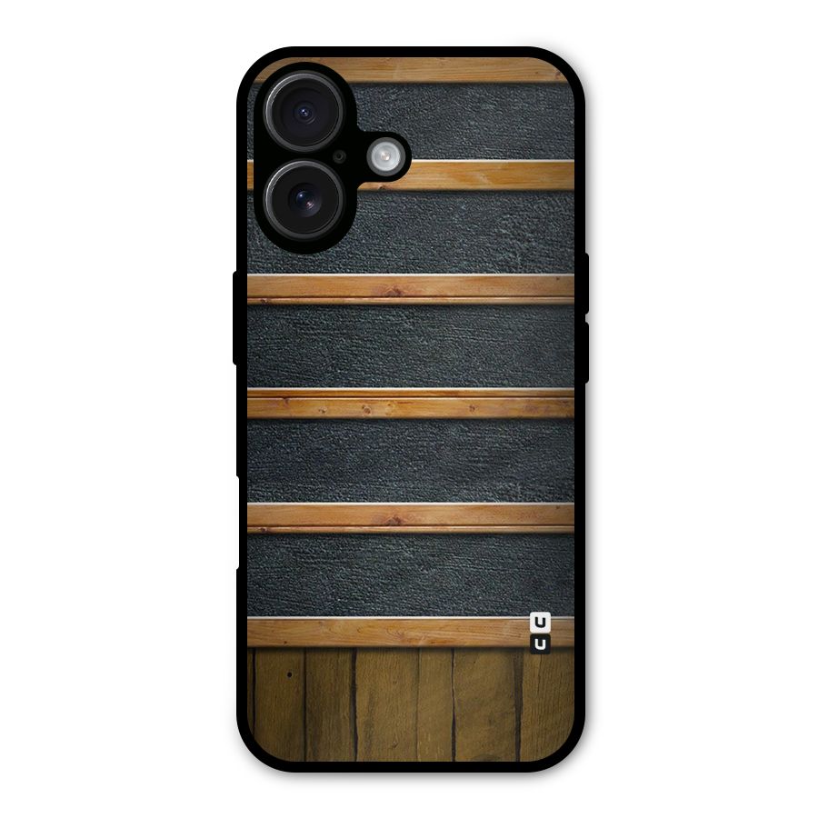 Wood Design Metal Back Case for iPhone 16