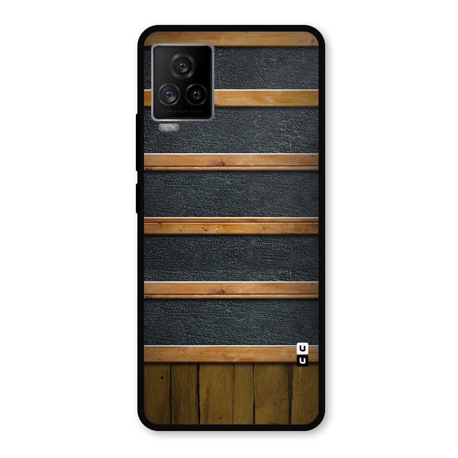 Wood Design Metal Back Case for iQOO 7 Legend 5G