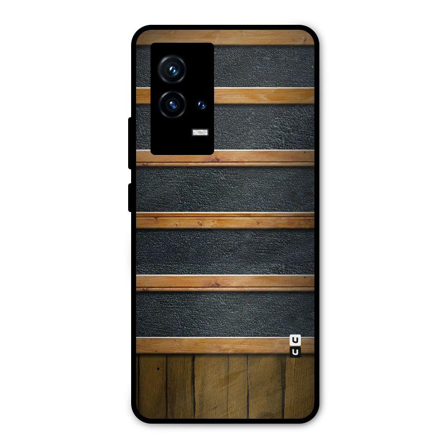 Wood Design Metal Back Case for iQOO 9 5G