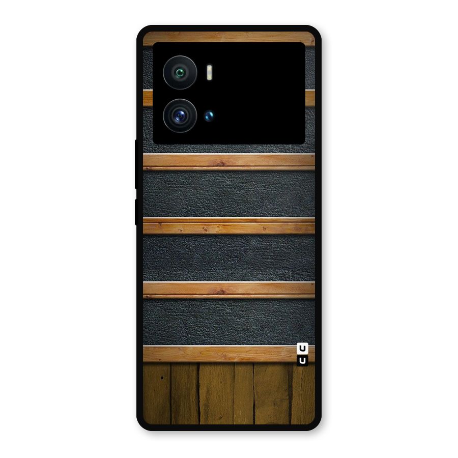Wood Design Metal Back Case for iQOO 9 Pro