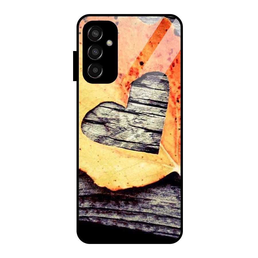Wood Heart Leaf Glass Back Case for Galaxy F13