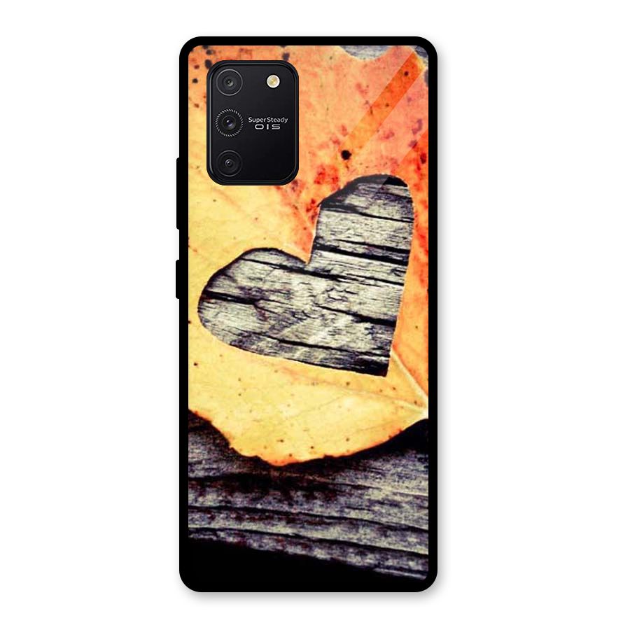 Wood Heart Leaf Glass Back Case for Galaxy S10 Lite