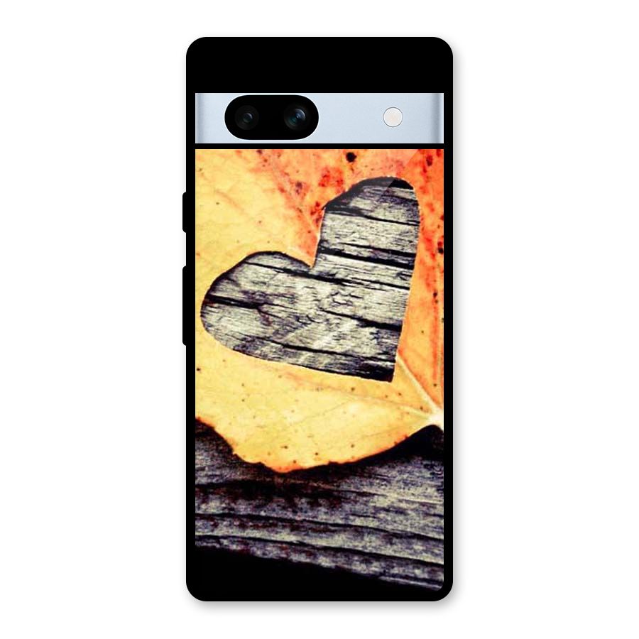 Wood Heart Leaf Glass Back Case for Google Pixel 7a