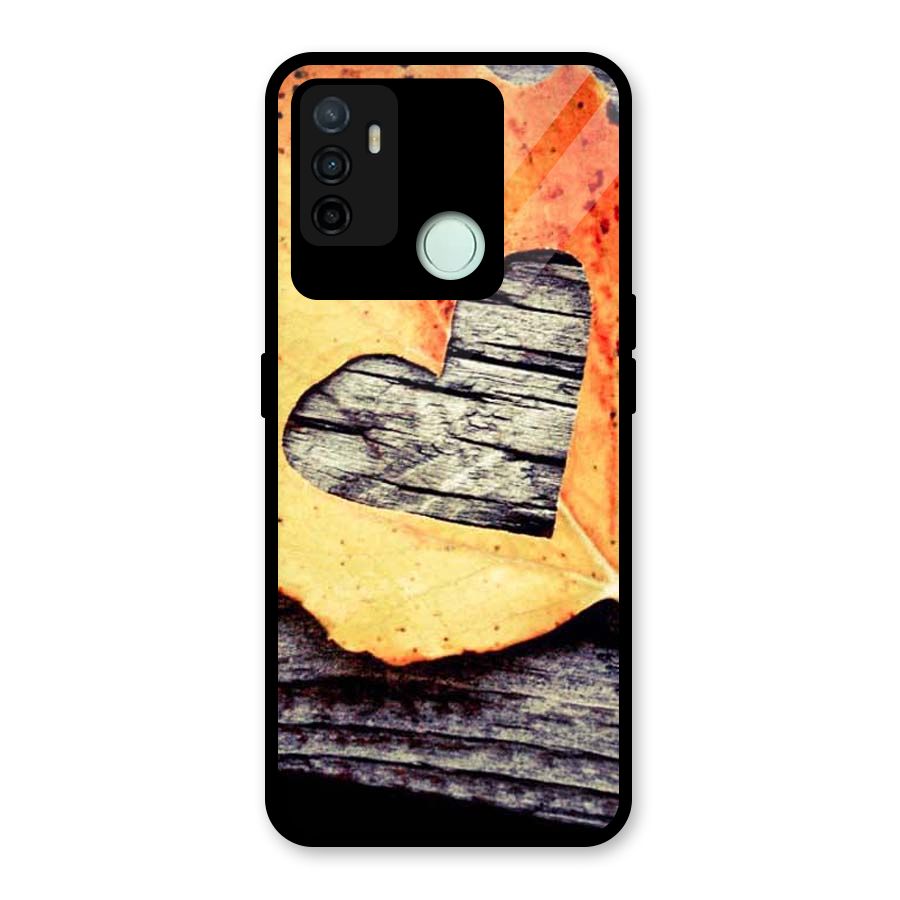 Wood Heart Leaf Glass Back Case for Oppo A53