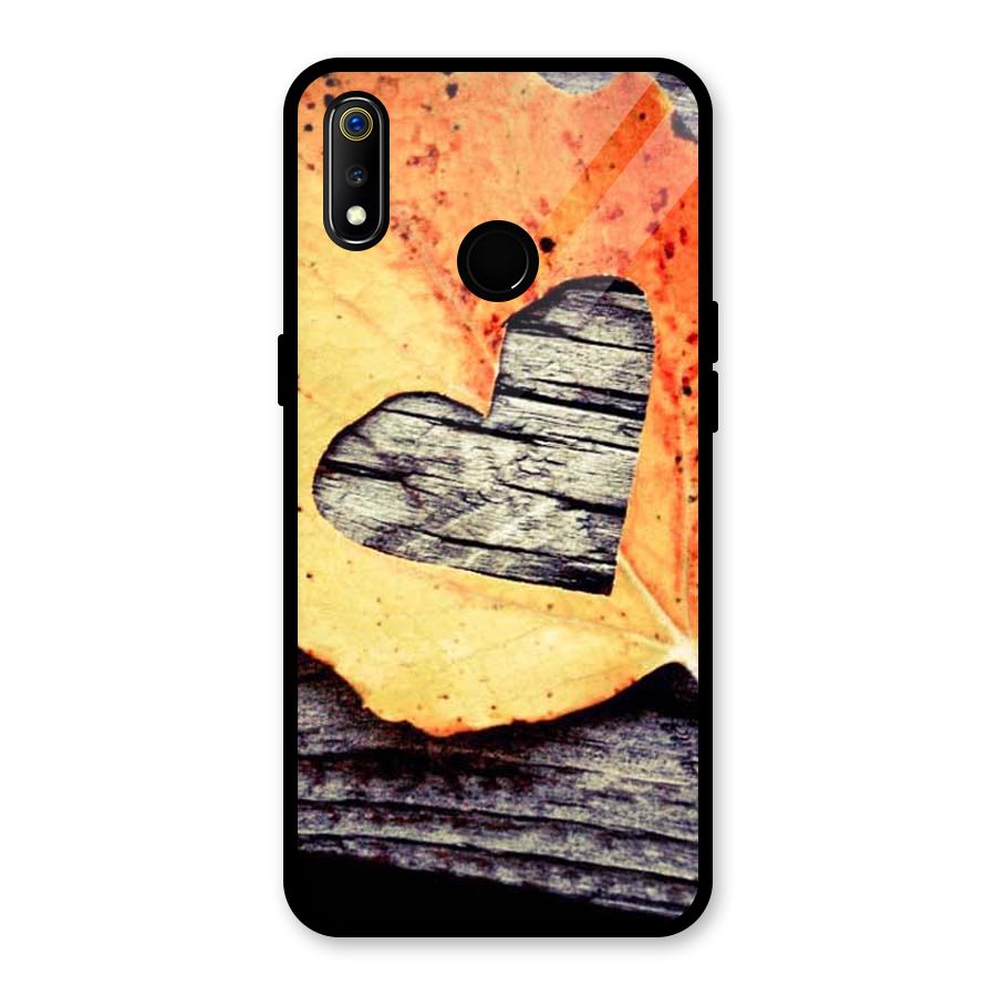 Wood Heart Leaf Glass Back Case for Realme 3i
