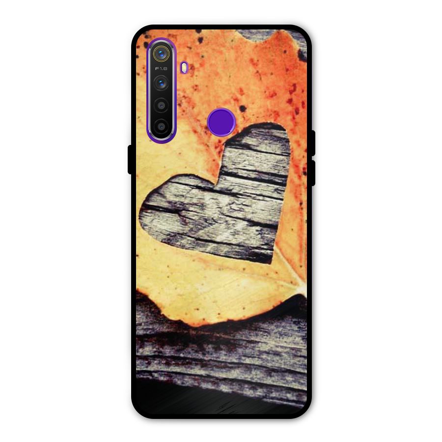 Wood Heart Leaf Glass Back Case for Realme 5s