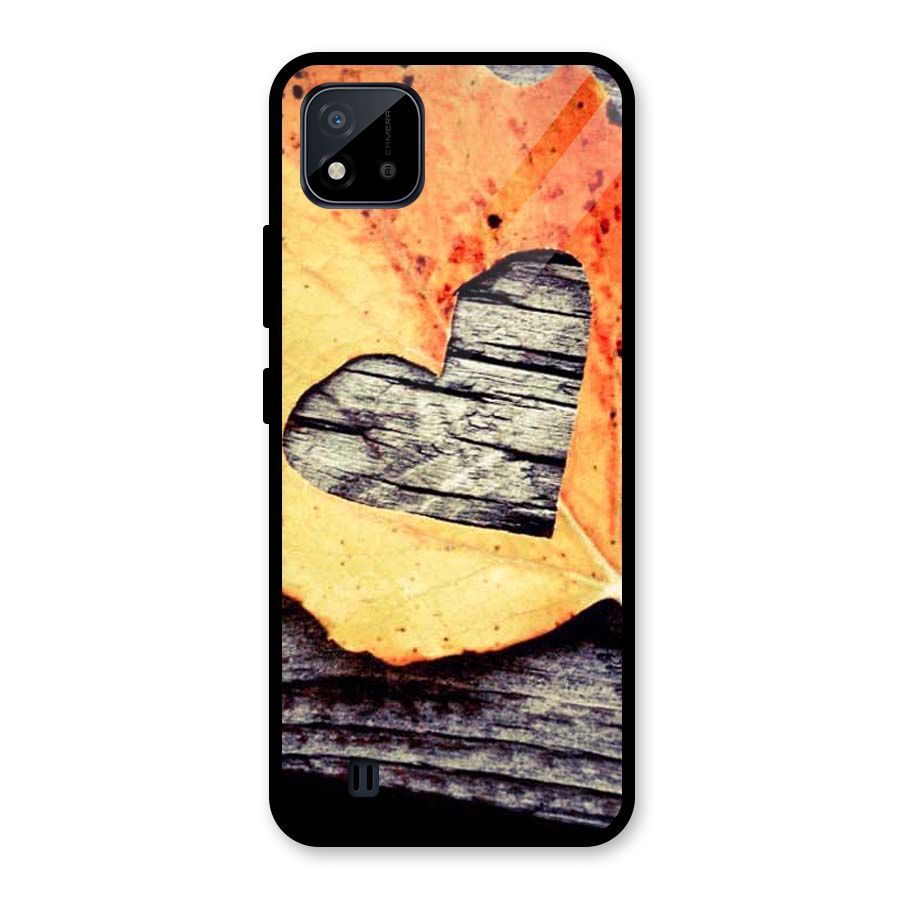 Wood Heart Leaf Glass Back Case for Realme C11 2021