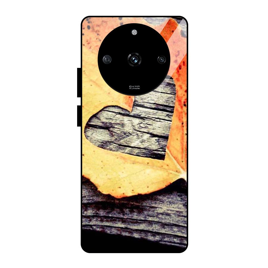 Wood Heart Leaf Glass Back Case for Realme Narzo 60 5G