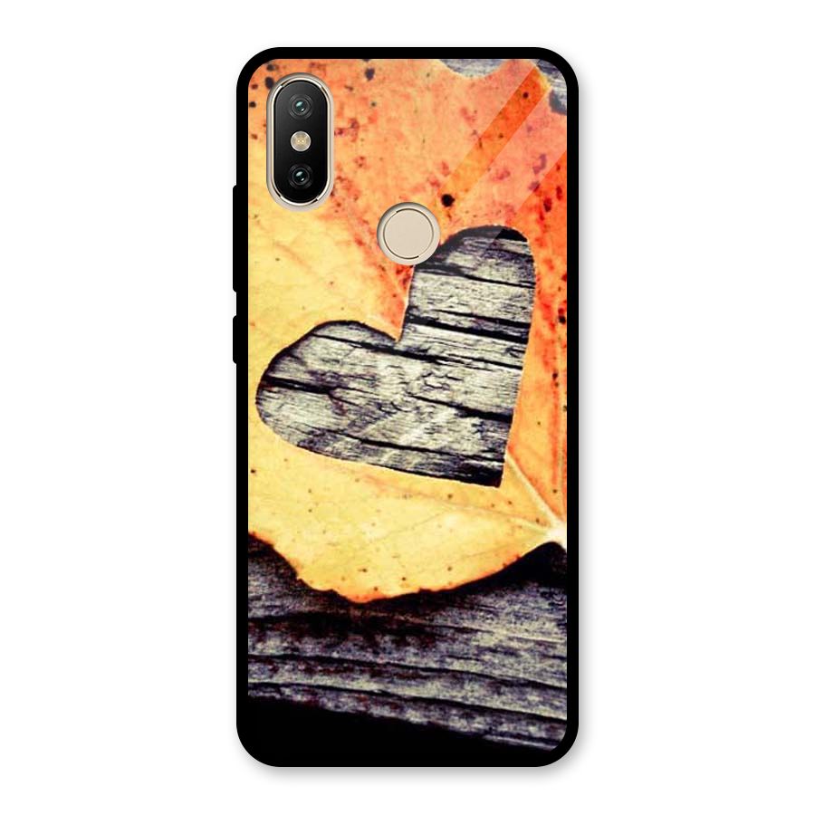 Wood Heart Leaf Glass Back Case for Redmi A2