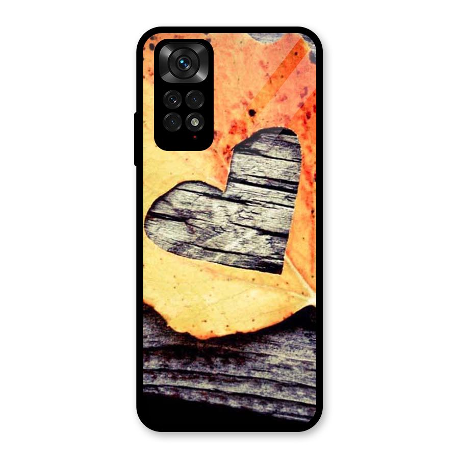 Wood Heart Leaf Glass Back Case for Redmi Note 11S