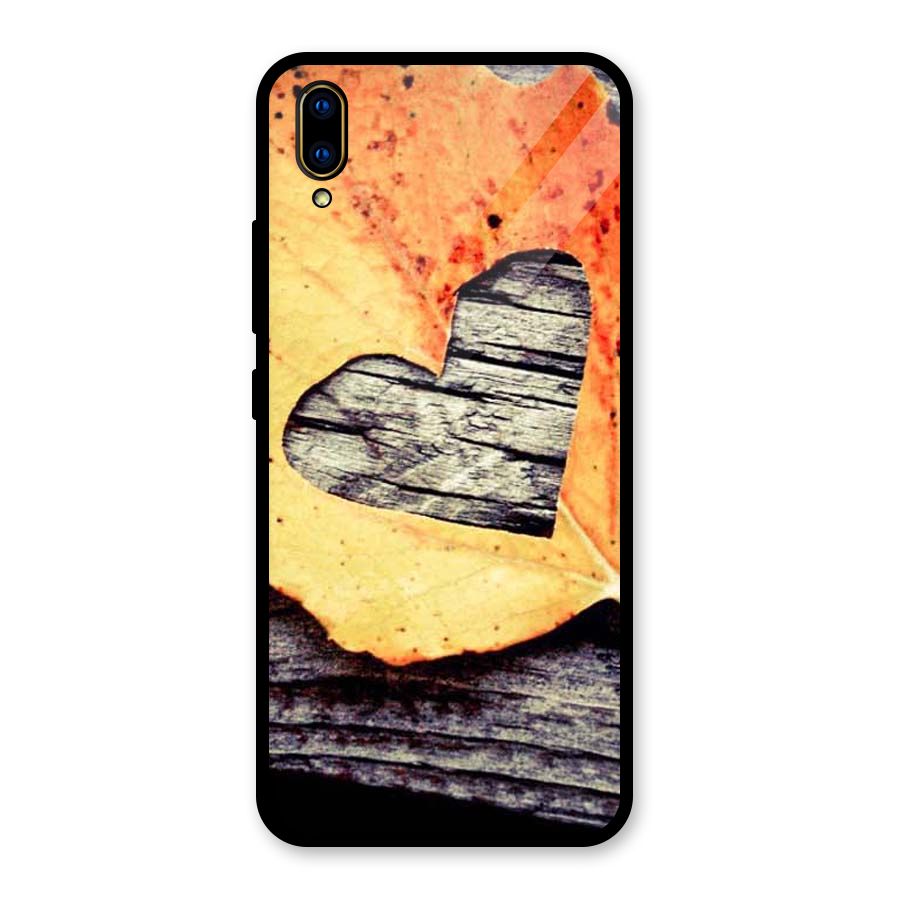 Wood Heart Leaf Glass Back Case for Vivo V11 Pro
