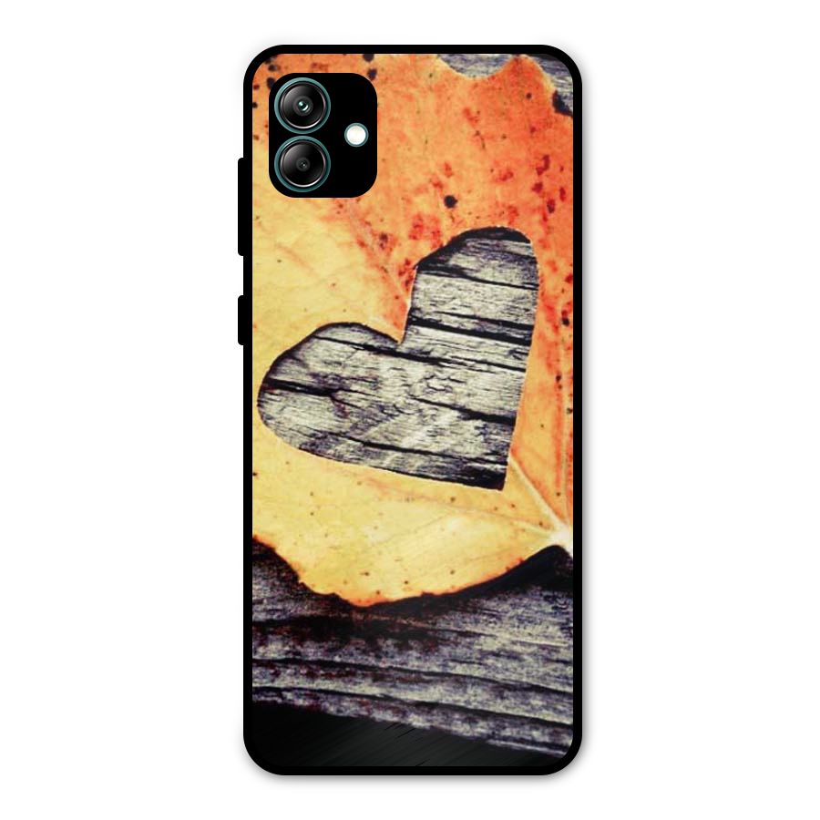 Wood Heart Leaf Metal Back Case for Galaxy A04