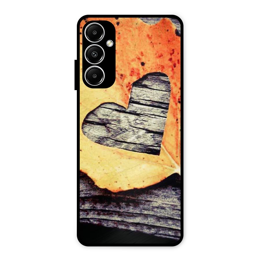 Wood Heart Leaf Metal Back Case for Galaxy A05s