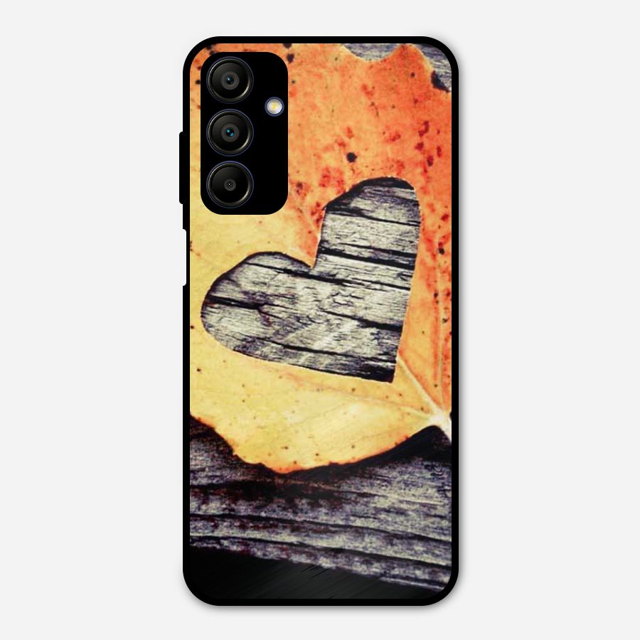 Wood Heart Leaf Metal Back Case for Galaxy A15 5G