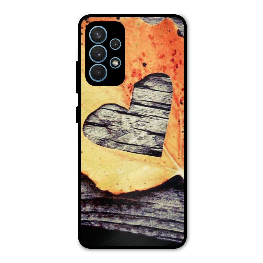 Wood Heart Leaf Metal Back Case for Galaxy A32