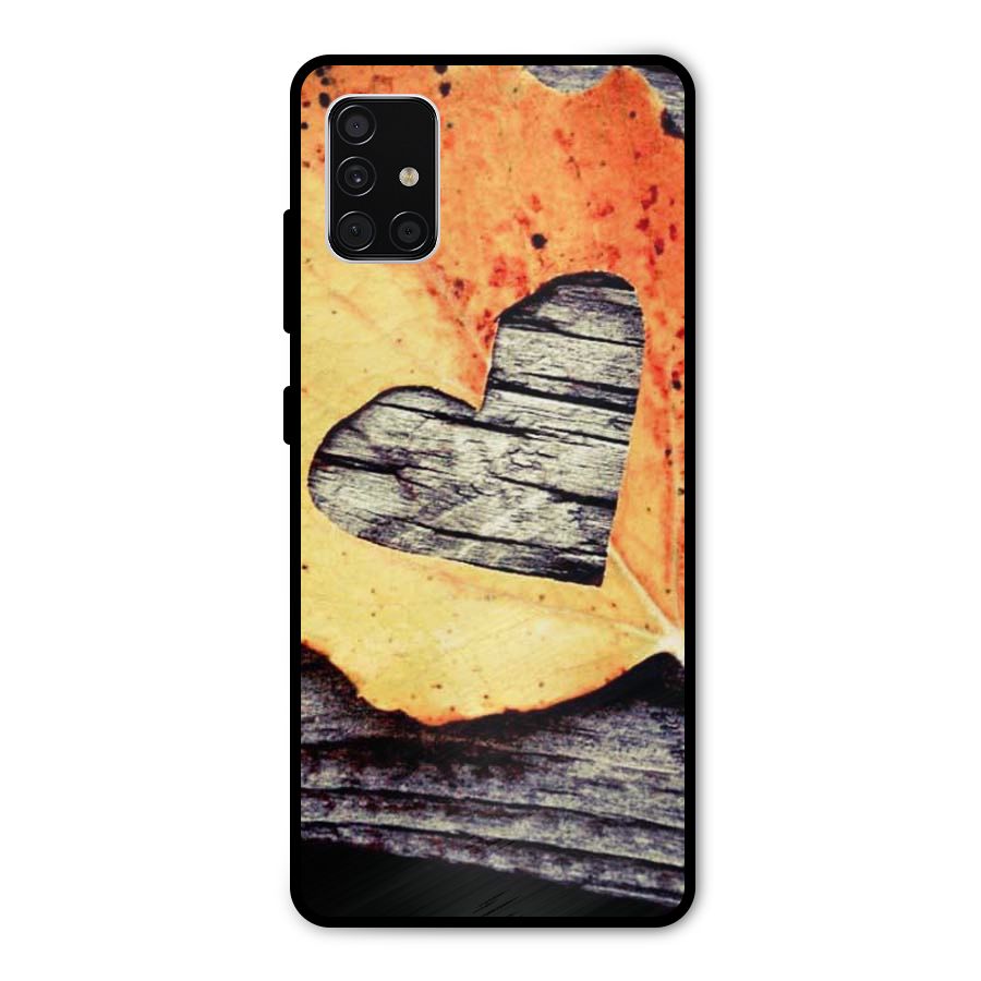 Wood Heart Leaf Metal Back Case for Galaxy A51