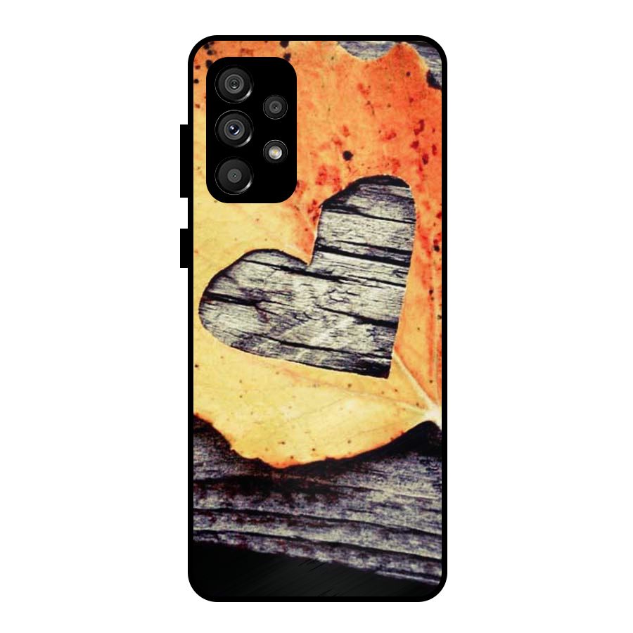 Wood Heart Leaf Metal Back Case for Galaxy A73 5G