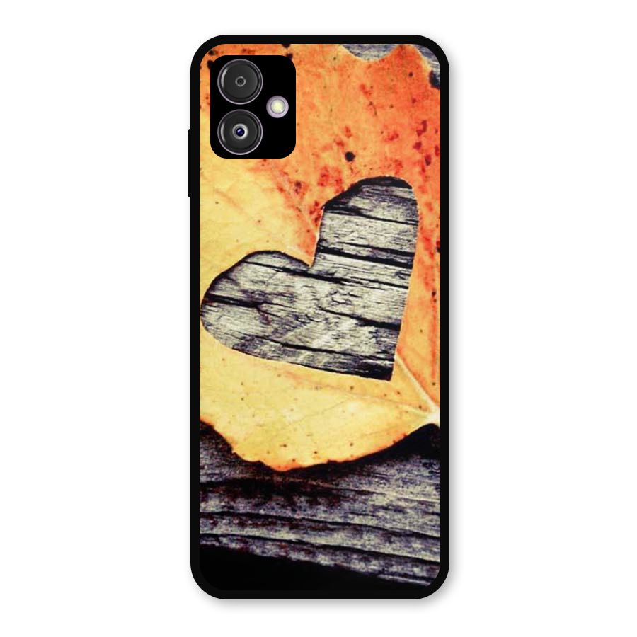 Wood Heart Leaf Metal Back Case for Galaxy F14