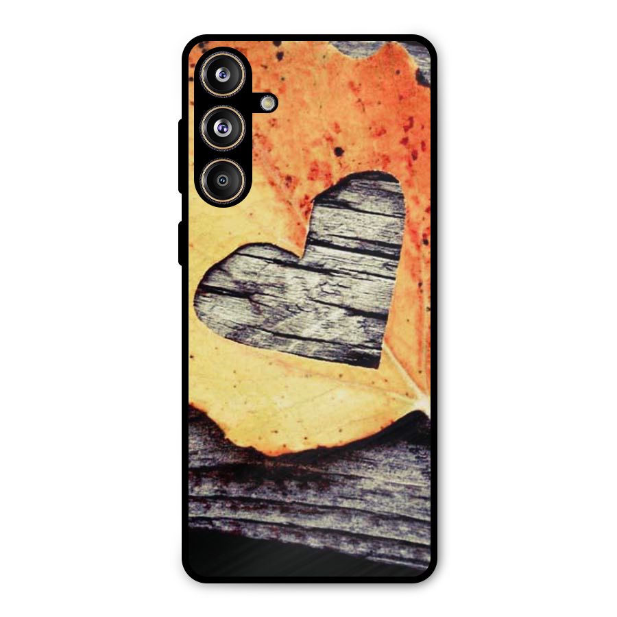 Wood Heart Leaf Metal Back Case for Galaxy F55