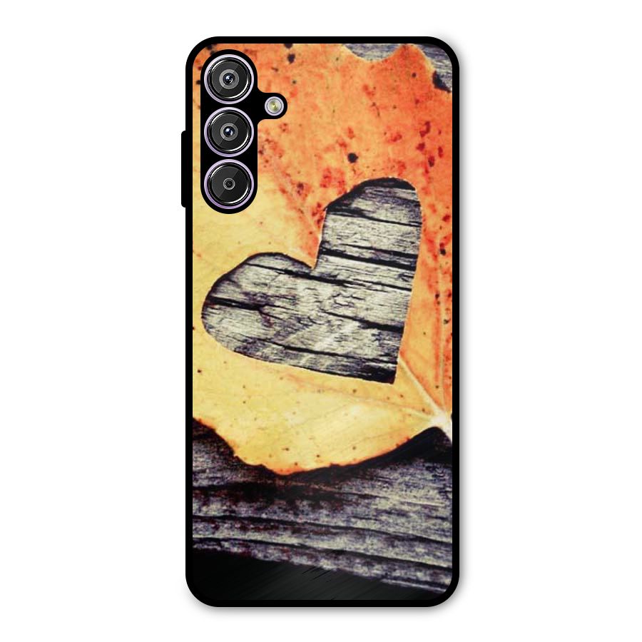 Wood Heart Leaf Metal Back Case for Galaxy M15