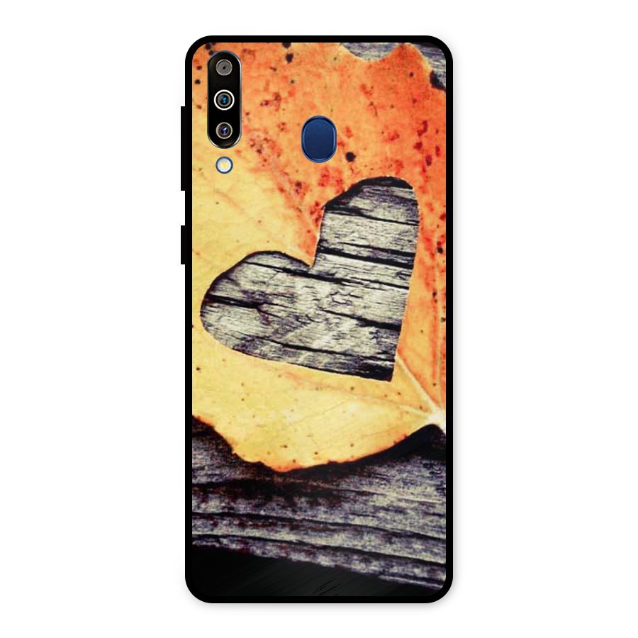 Wood Heart Leaf Metal Back Case for Galaxy M30