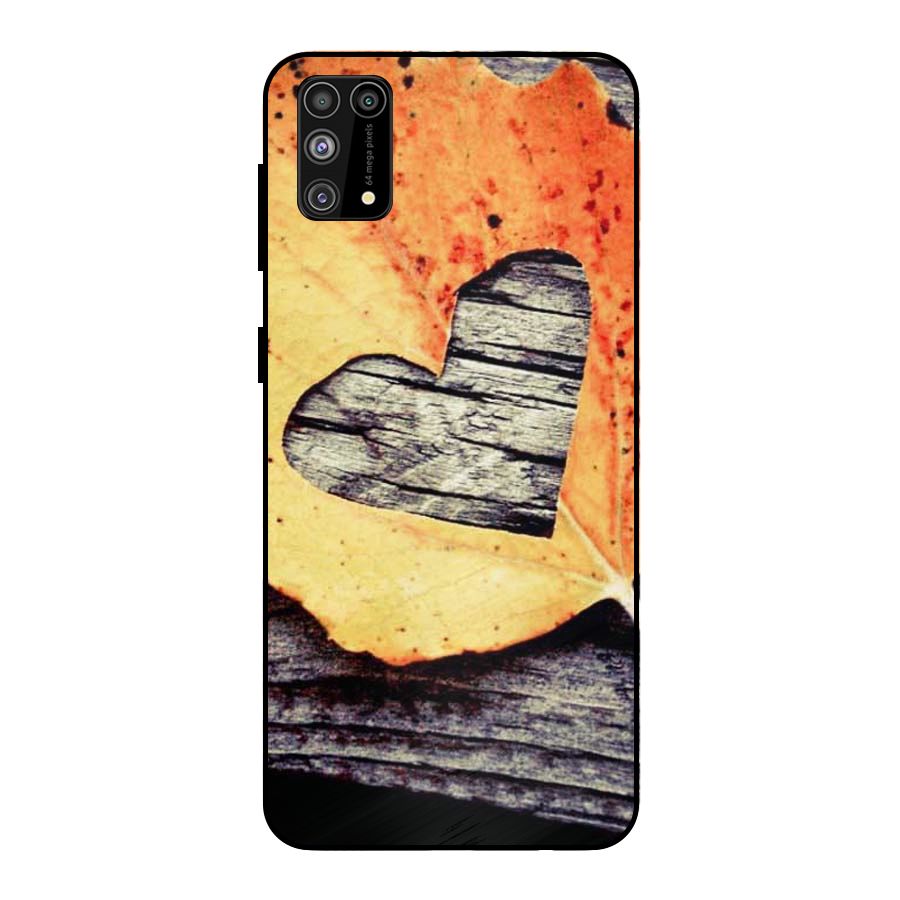Wood Heart Leaf Metal Back Case for Galaxy M31