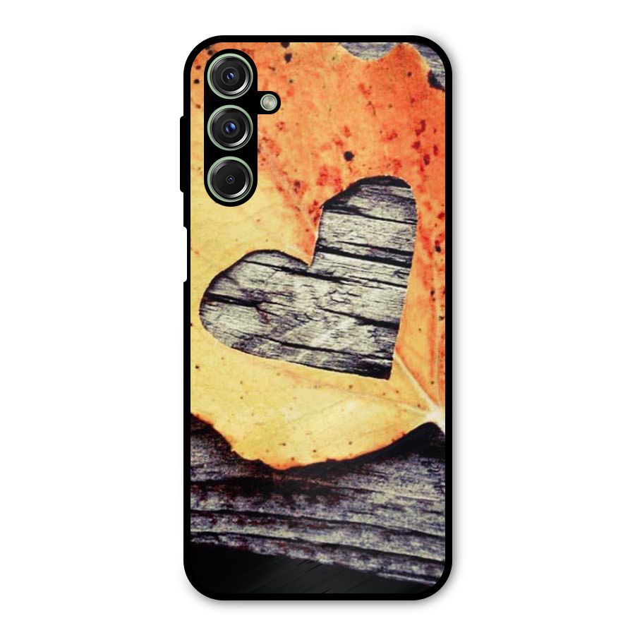 Wood Heart Leaf Metal Back Case for Galaxy M34