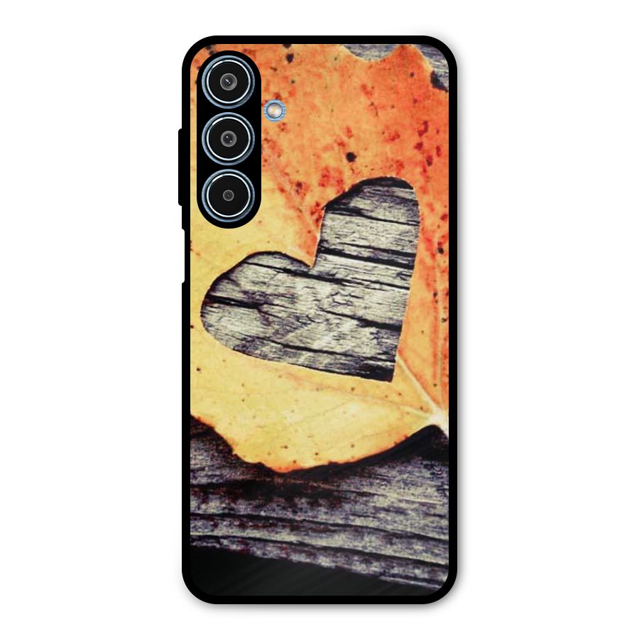 Wood Heart Leaf Metal Back Case for Galaxy M35