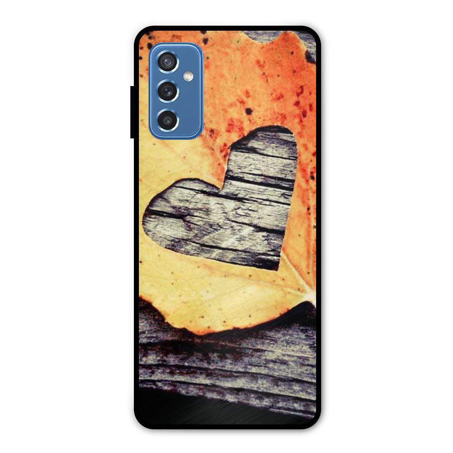 Wood Heart Leaf Metal Back Case for Galaxy M52 5G